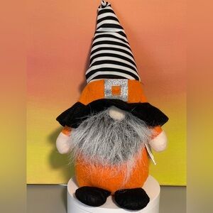 Halloween Plush Gnome with Striped Bendy Hat